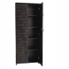 Wood Double Door Wardrobe | 5 feet | Black Textured