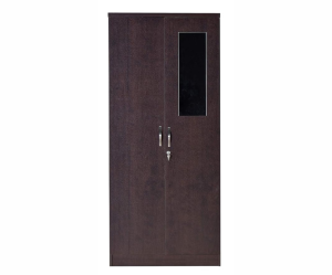 Double Door Engineered Wood Wardrobe with Mirror | Dark Wenge | Matte Finish
