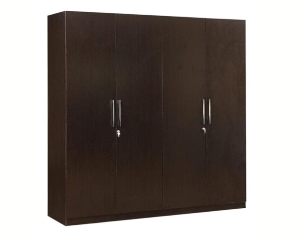 Engineered Wood Four Door Wardrobe With Drawers And Multiple Shelves For Bedroom