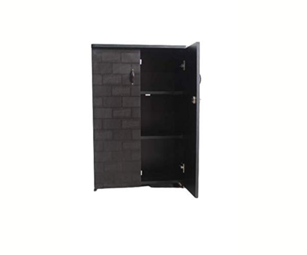 Wood Double Door Wardrobe 3 Feet | Black Textured