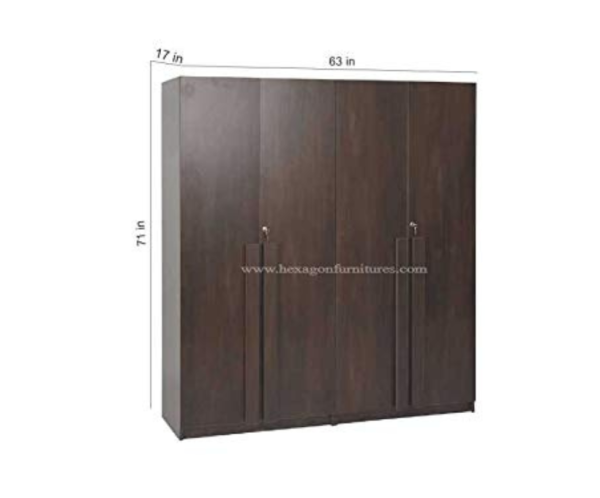 Engineered Wood Four Door Wardrobe Without Mirror | Dark Brown