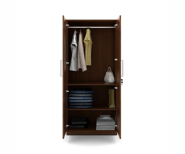 Double Doors Engineered Wood Wardrobe | Walnut Rigato