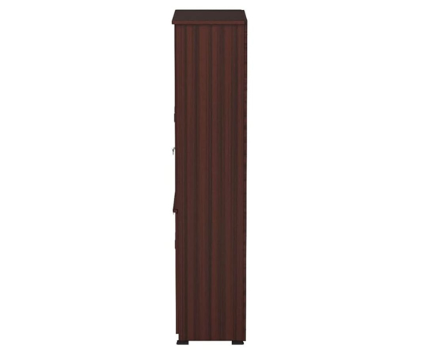 Two Door Multimedia Unit Engineered Wood Matte Book Shelf Book Cabinet With Glass Doors | Maroon