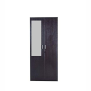 Double Door Wardrobe with Mirror in Dark Walnut Color