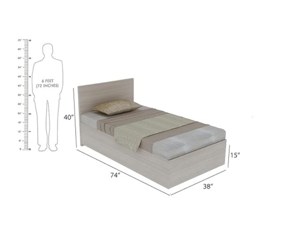 Engineered Wood Single Bed with Box Storage | Wooden Bed for Kidroom Bedroom | Beige