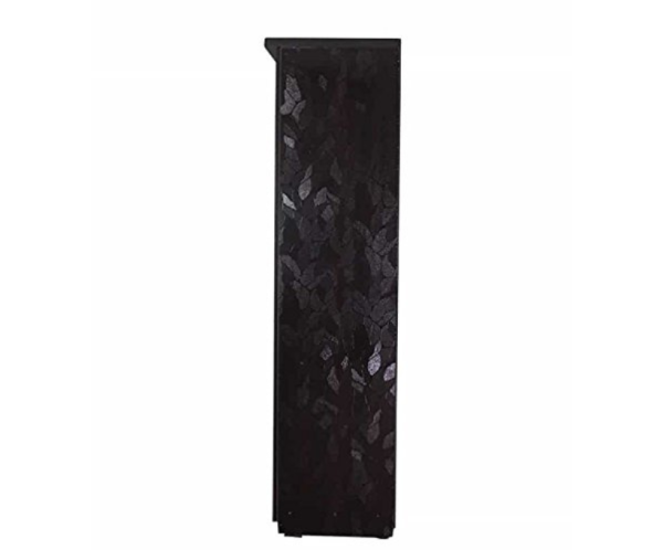 Modern Leaf Textured Double Door Wardrobe With Mirror