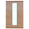 Three Door Wardrobe with Mirror in Amber with Urban Teak Finish