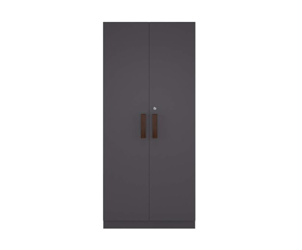 Engineered Wood Double Door Wardrobe | Finish Color - Slate Grey