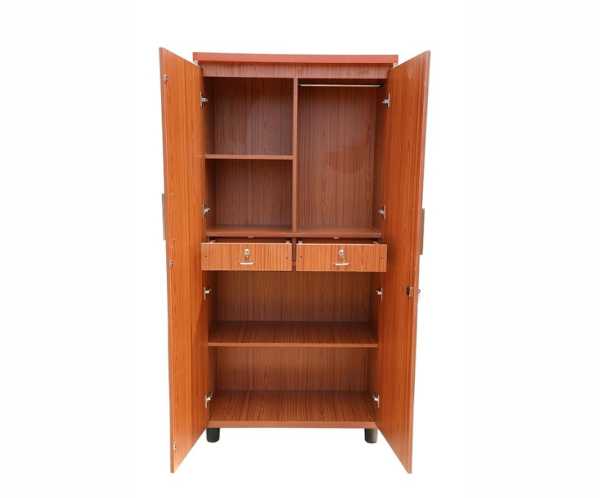 6 Double Door Wardrobe | Wooden Almirah Cabinet in Teak Color