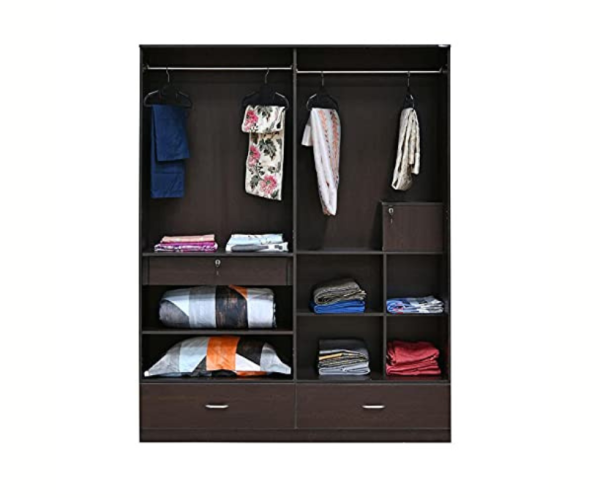 Four Door in New Wenge Color Finish for Bedroom with One Mirror Inserted | Engineered Wood
