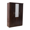 Three Door Wardrobe in Walnut Finish with Mirror