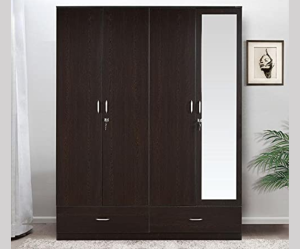 Four Door in New Wenge Color Finish for Bedroom with One Mirror Inserted | Engineered Wood