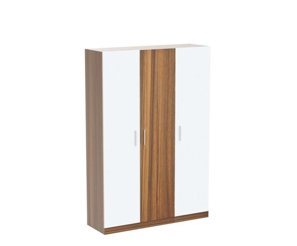 Engineered Wood Three Door Wardrobe | Asian Walnut & White