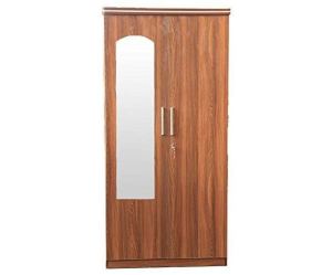 Engineered Wood Furnish Streak Textured Double Door Wardrobe with Mirror