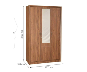 Engineered Wood Three Door Wardrobe | Light Brown