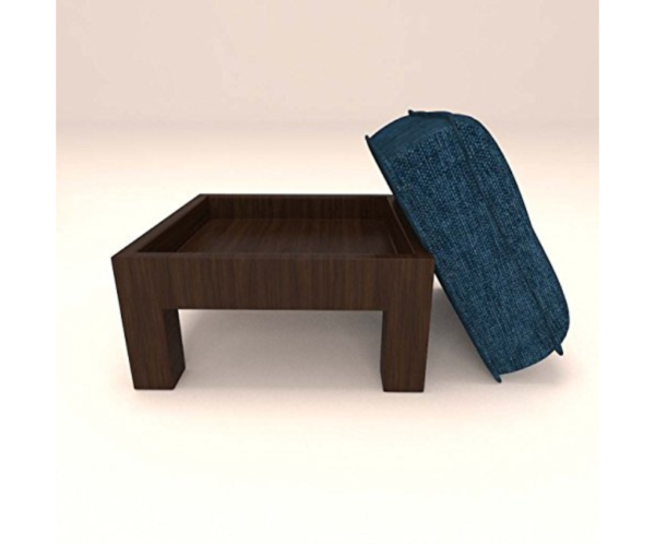 Center Table with 2 Stools and Blue Cushions