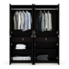Engineered Wood Four Door Wardrobe | Dark Brown with Drawer