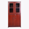 Four feet Matte Multi-Ply Wood Bookcase with Four Door in Maroon Color