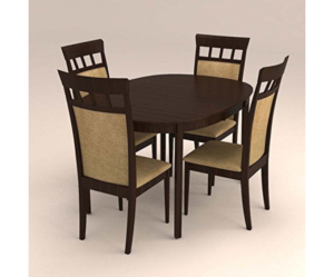 Oval Dinning Set with Four Seater High Back Cushioned Chair