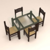 Rectangular Glass Dinning Set with Four Seater Ladder Back Chairs
