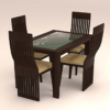 Rectangular Glass Dinning Set with Four Seater Vertical Striped Chairs
