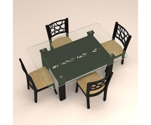 Four Seater Glass Dinning Set with Circular Design