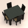 Square Vertical Stripe Designed Dinning Set with Four Seaters