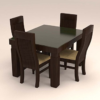 Four Seater Dinning Set with Vertical Stripe and Glass Table Top