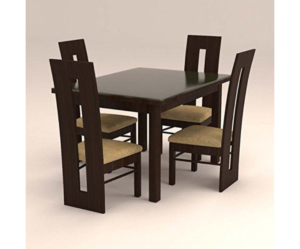 Glass Dinning Set with Four Seater Bordered Designed Chairs