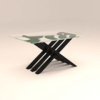 Criss Cross Designed Four Seater Glass Dinning Set