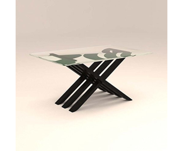 Criss Cross Designed Four Seater Glass Dinning Set