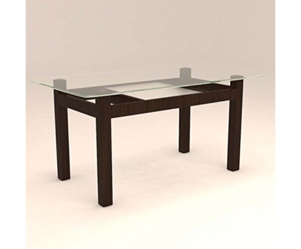 Glass Dinning Set with Rectangular Table and Six Seater Ladder Back Chairs