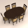 Oval Dinning Set with Six Seater High Back Cushioned Chair