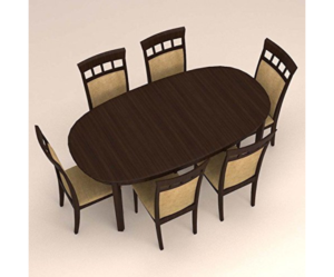 Oval Dinning Set with Six Seater High Back Cushioned Chair