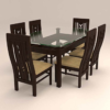 Colonial Styled Six Seater Dinning Set with Glass Table Top
