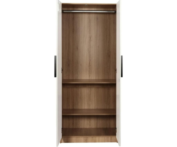 King Size Double Door Wardrobe in White and Brown color
