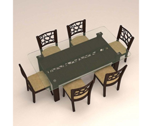 Six Seater Glass Dinning Set with Circular Design