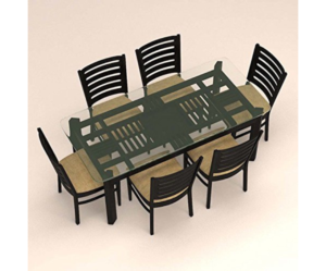 Six Seater Ladder Styled Dinning Set with Glass Table Top