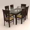 Vertical Striped Six Seater with Glass Top Dinnng Set