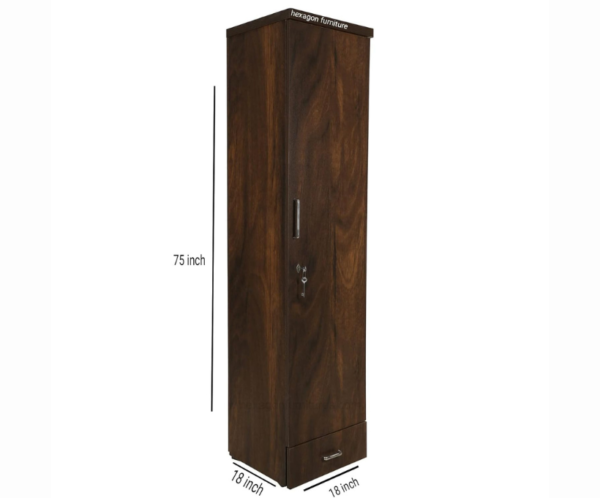 Wood Base Dark Wooden Texture Single Door wardrobe
