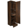 Wood Base Dark Wooden Texture Single Door Wardrobe with Mirror