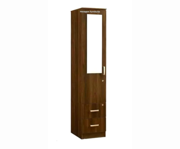 Single Door Wardrobe with Two Drawer and Mirror