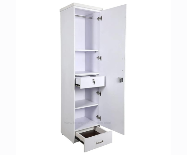 Crystal Engineered Wood Single Door Wardrobe | White