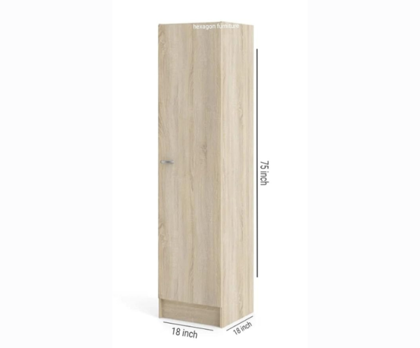 Single Door Wardrobe with Four Shelves in White