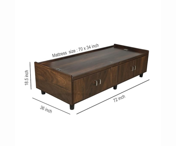 Wooden Texture Single Size Bed with Mattress and Box Storage