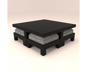 Four Stool Centre Table with Grey Cushions