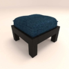 Large Blue Cushioned Four Stool Coffee Center Table