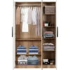 Engineered Wood Three Door Wardrobe With Shelves And Hanging Space | Brown