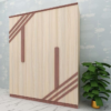 Premium Four Door Wardrobe Light Brown Particle Board Machine Finished