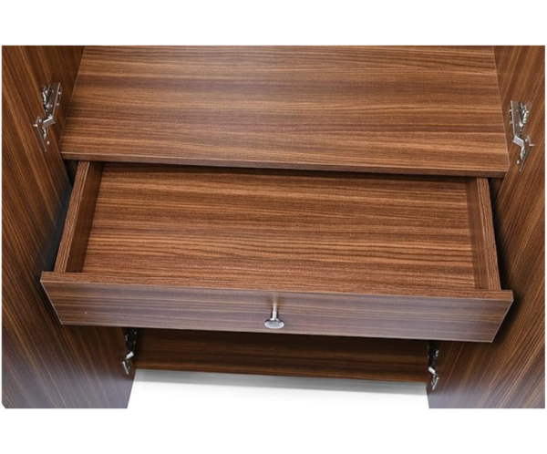 Double Door Wardrobe with Mirror | Suede Matte Finish | Indiana Teak